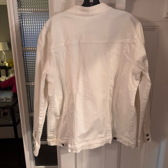 Eileen Fisher Women's White Denim Jacket Long Sleeves Pockets Size L - Picture 5 of 12